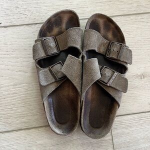 Birkenstock Taupe Suede Double Strap Sandals